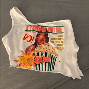 SHEIN White Graphic One-Shoulder Top